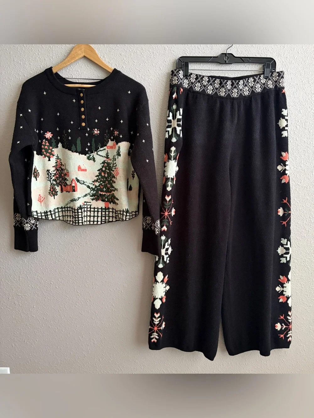Free People 2-Piece Dream Whispers Tinsel Town Long Sleeve Top Pants Set XL